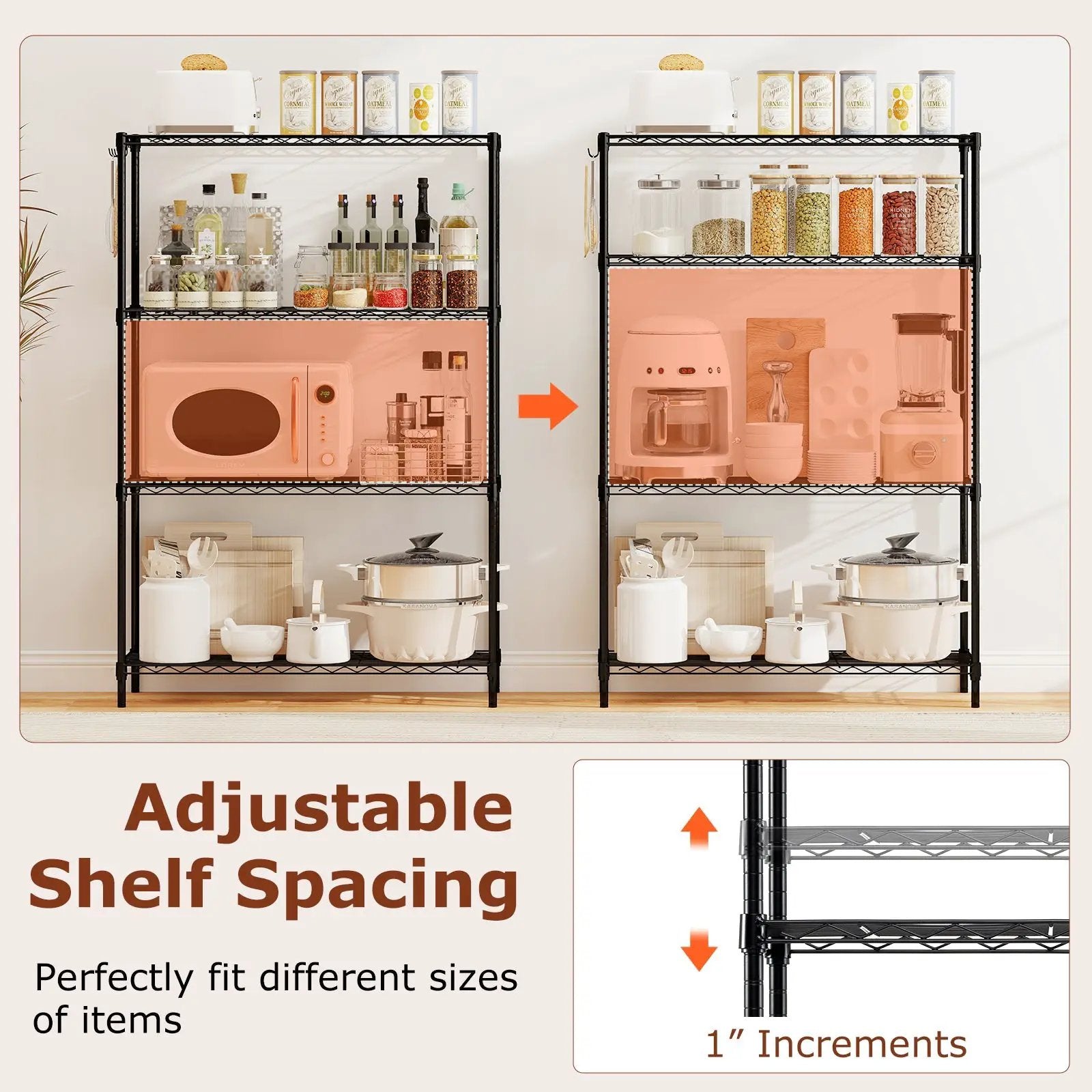 4-Tier Metal Storage Shelving Unit with V-Shaped Wire Rack and 1000 LBS Capacity-Black by DirectDeals