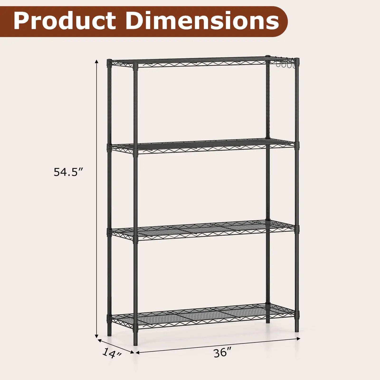 4-Tier Metal Storage Shelving Unit with V-Shaped Wire Rack and 1000 LBS Capacity-Black by DirectDeals
