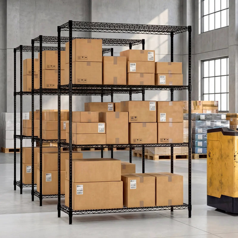 4-Tier Metal Storage Shelving Unit with V-Shaped Wire Rack-Black by DirectDeals