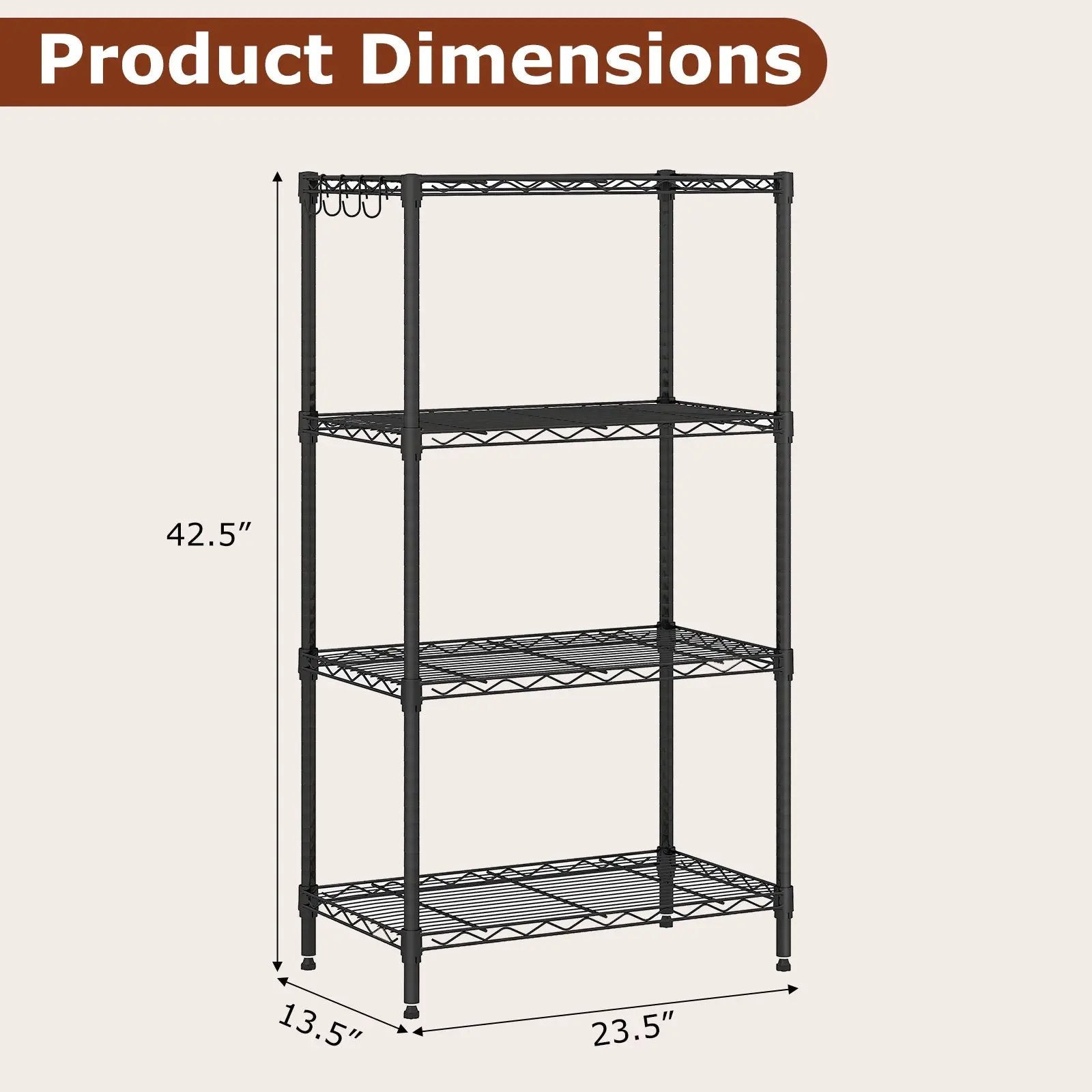 4-Tier Metal Storage Shelving Unit Set of 2 with V-Shaped Wire Rack-Black by DirectDeals