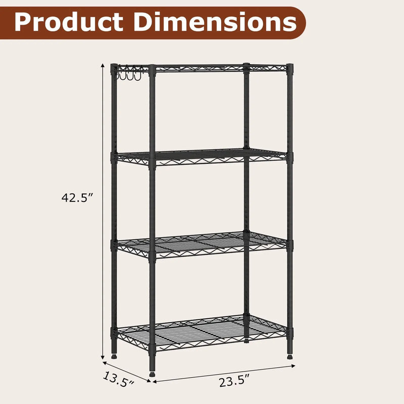 4-Tier Metal Storage Shelving Unit Set of 2 with V-Shaped Wire Rack-Black by DirectDeals