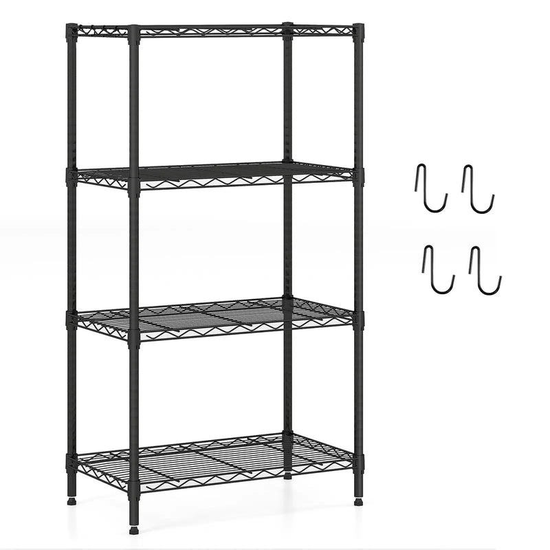 4-Tier Metal Storage Shelving Unit with V-Shaped Wire Rack and 600 LBS Capacity-Black by DirectDeals