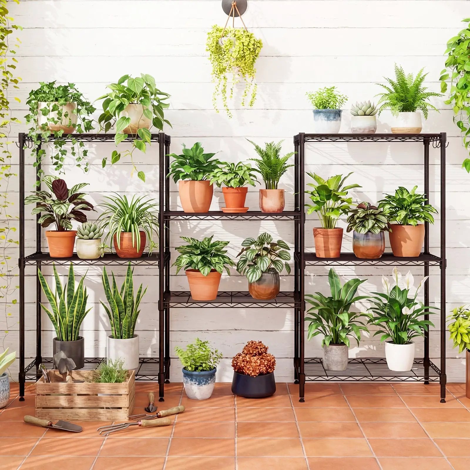 4-Tier Metal Storage Shelving Unit with V-Shaped Wire Rack and 600 LBS Capacity-Black by DirectDeals