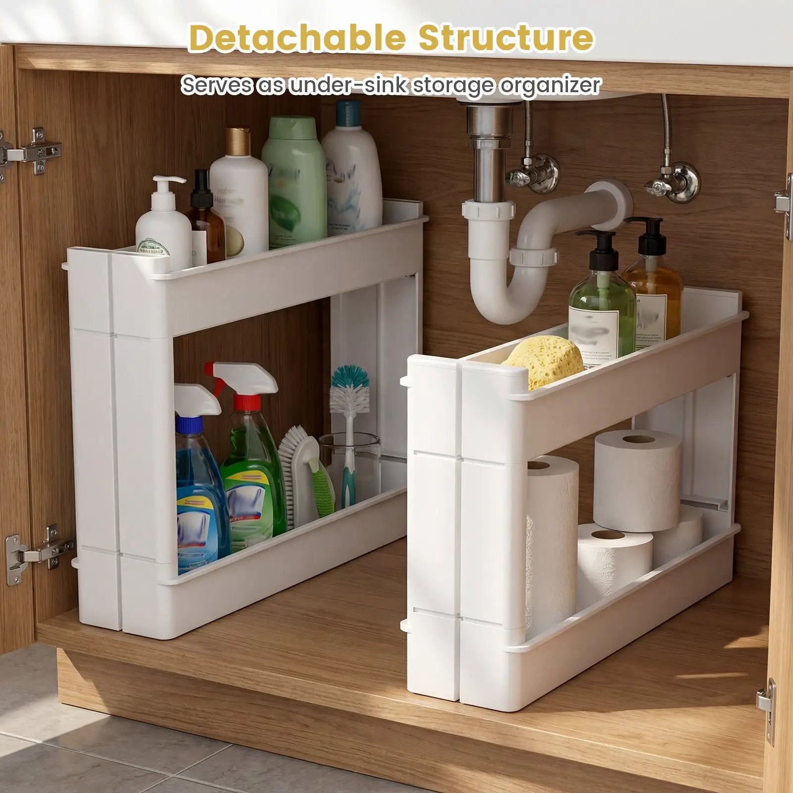 4-Tier Multifunctional Slim Storage Trolley with Detachable Trays-White by DirectDeals