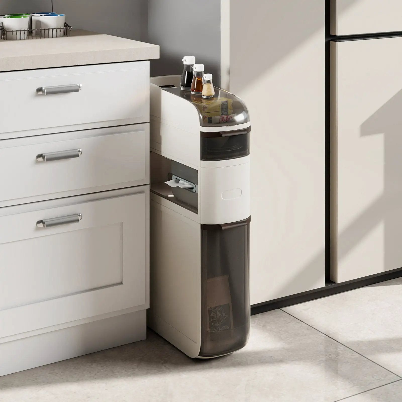 5-Tier Narrow Bathroom Storage Cabinet with Drawers and Tissue Box by DirectDeals
