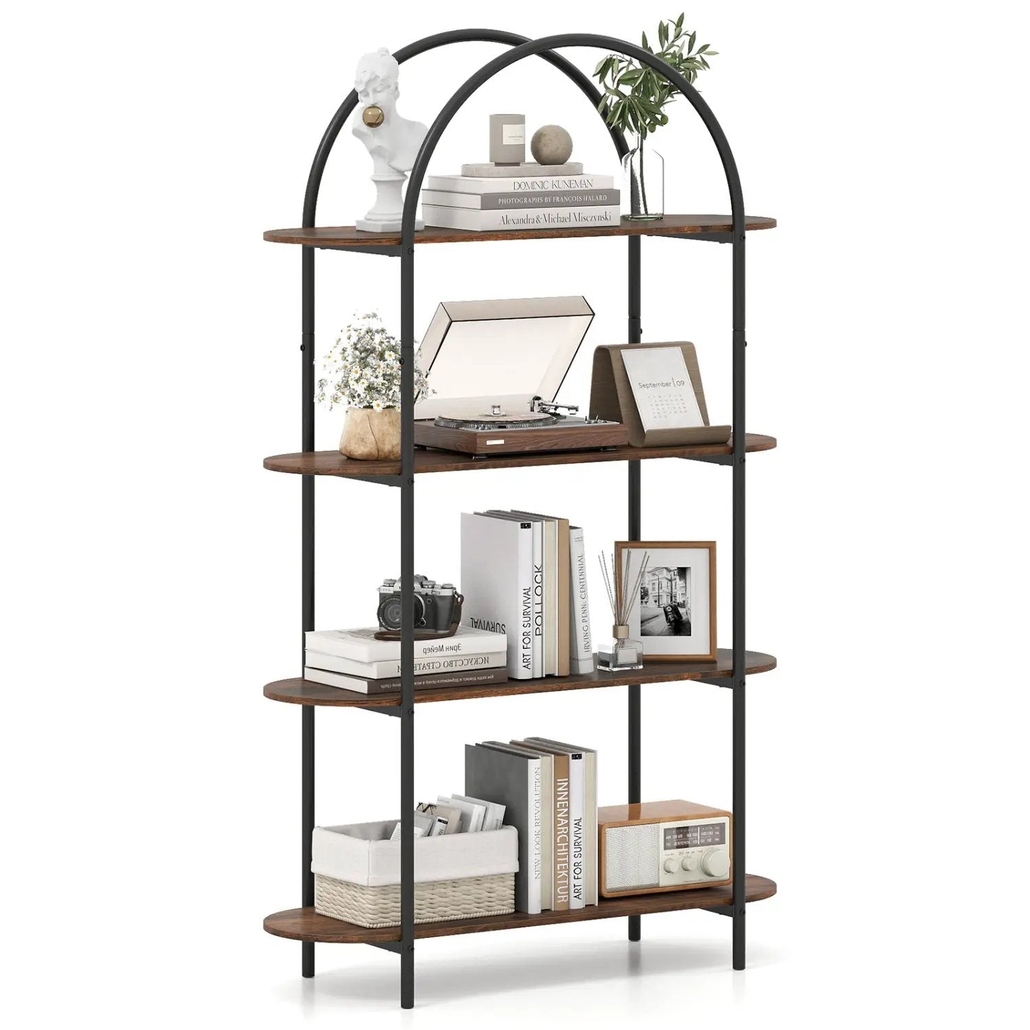 4-Tier Open Bookcase with Sturdy Metal Frame for Living Room by DirectDeals