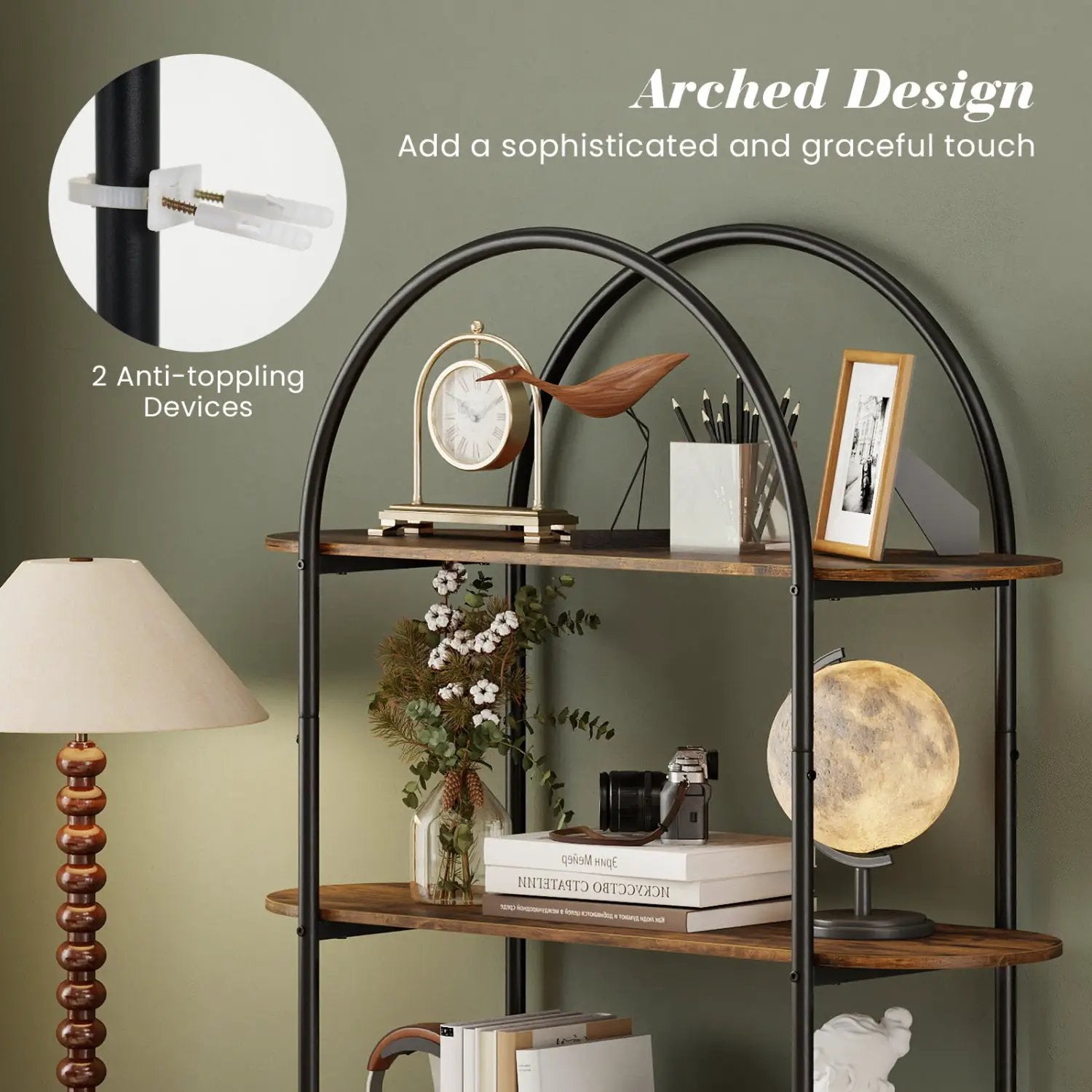 4-Tier Open Bookcase with Sturdy Metal Frame for Living Room by DirectDeals
