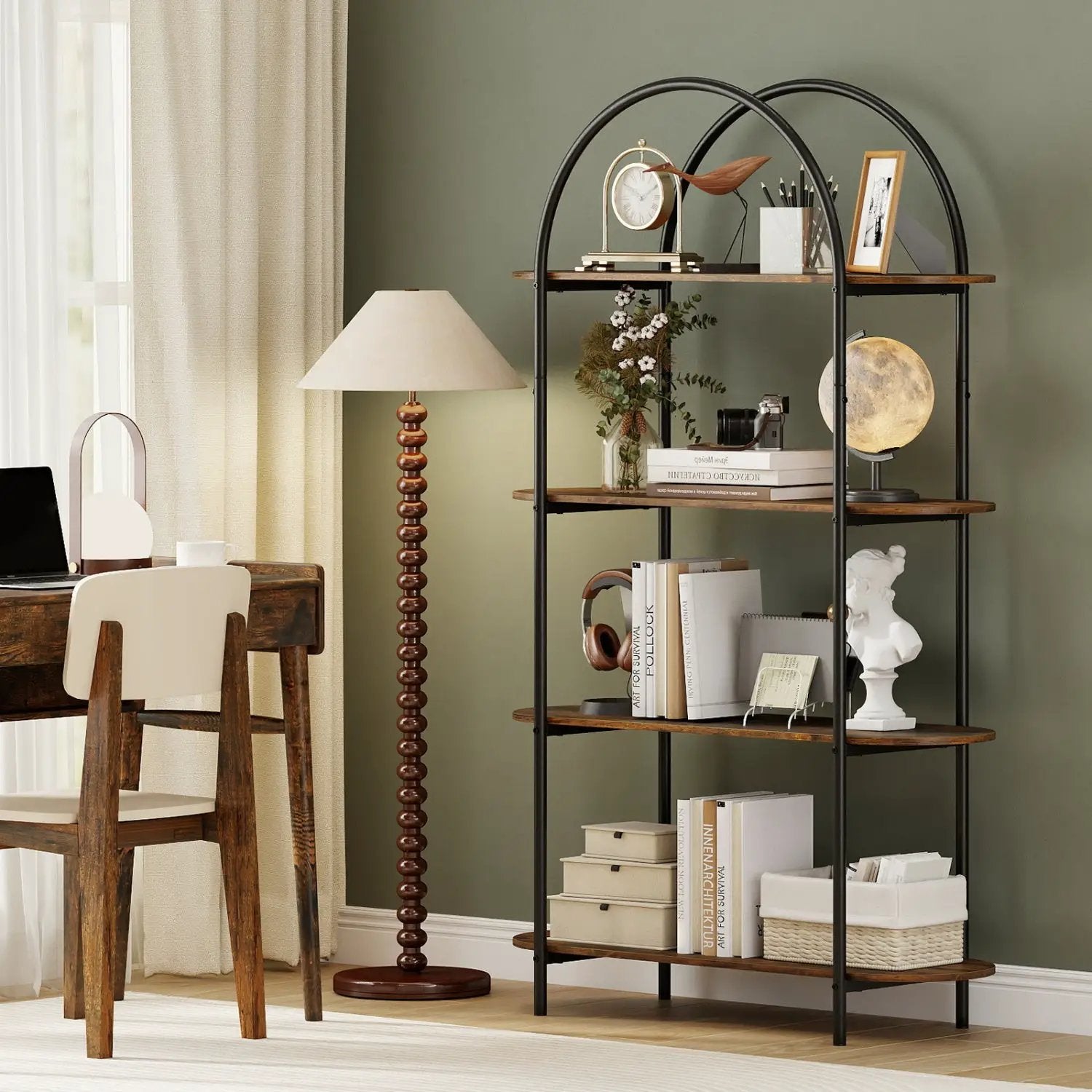 4-Tier Open Bookcase with Sturdy Metal Frame for Living Room by DirectDeals