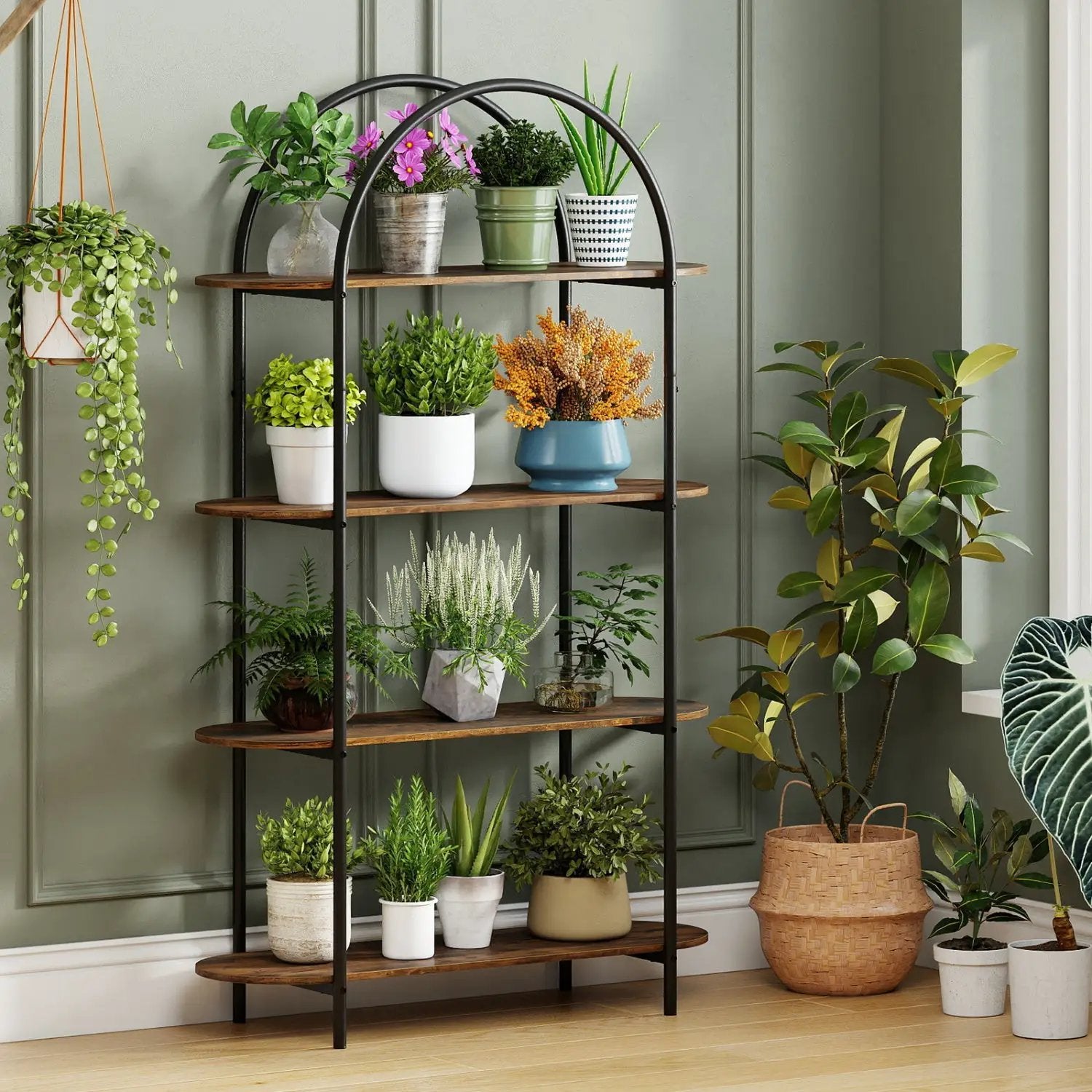 4-Tier Open Bookcase with Sturdy Metal Frame for Living Room by DirectDeals