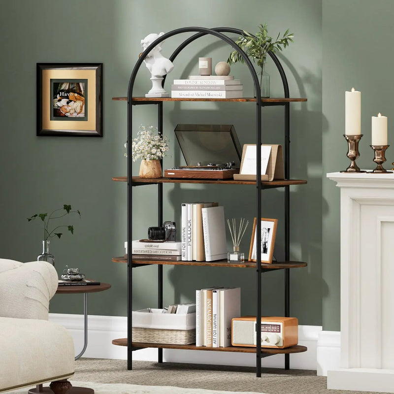 4-Tier Open Bookcase with Sturdy Metal Frame for Living Room by DirectDeals