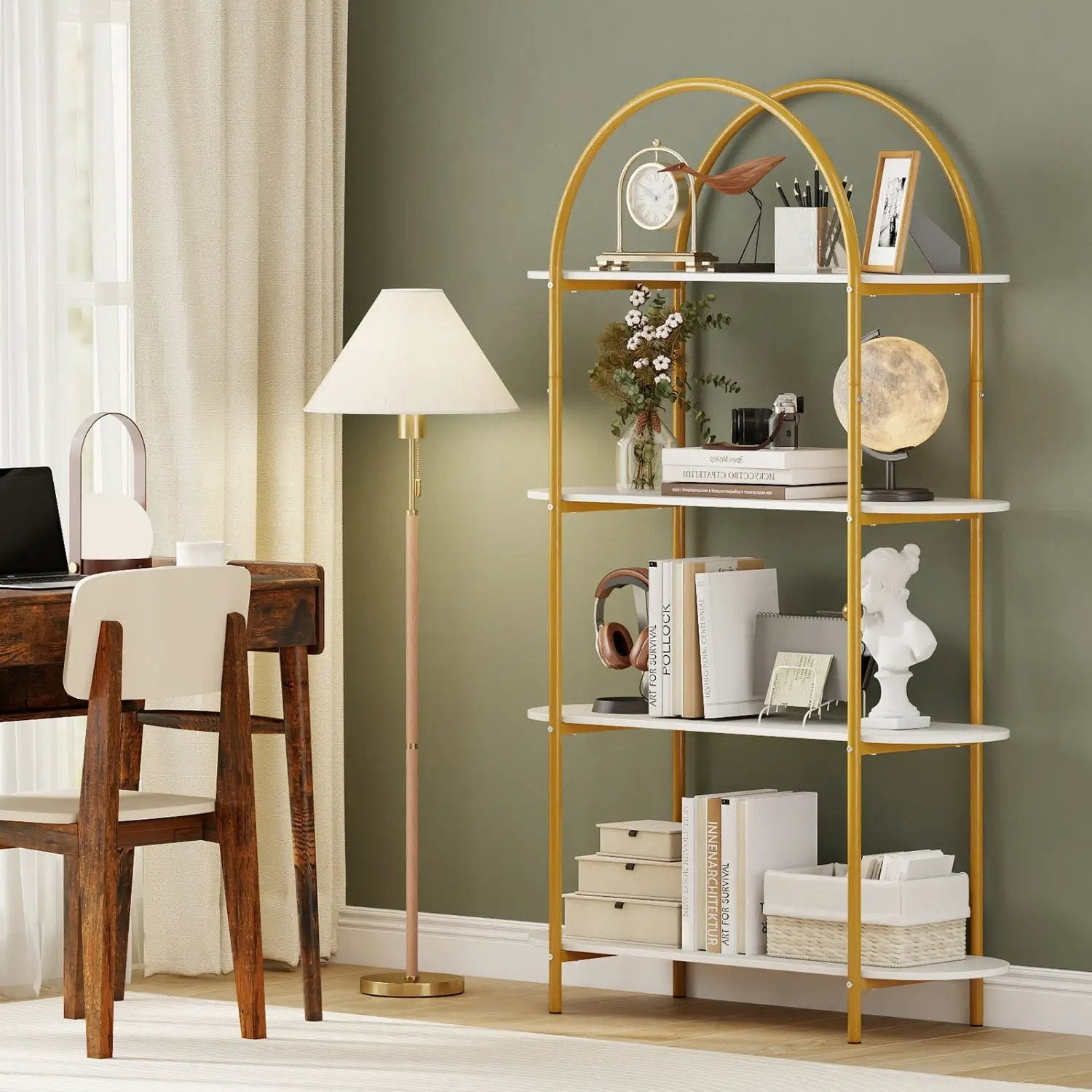4-Tier Open Bookcase with Sturdy Metal Frame for Living Room by DirectDeals