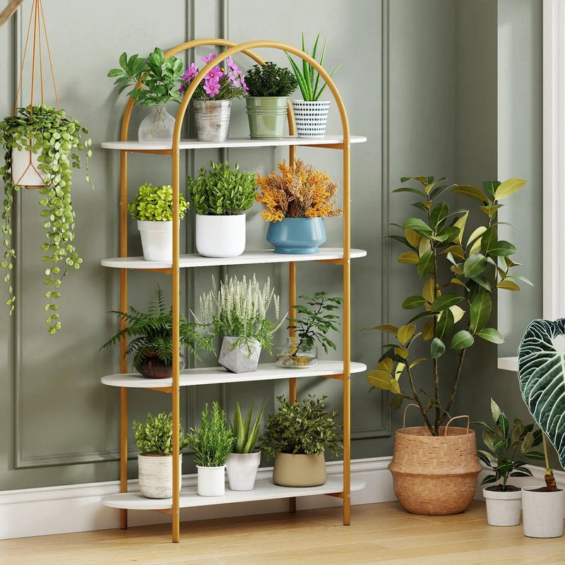 4-Tier Open Bookcase with Sturdy Metal Frame for Living Room by DirectDeals