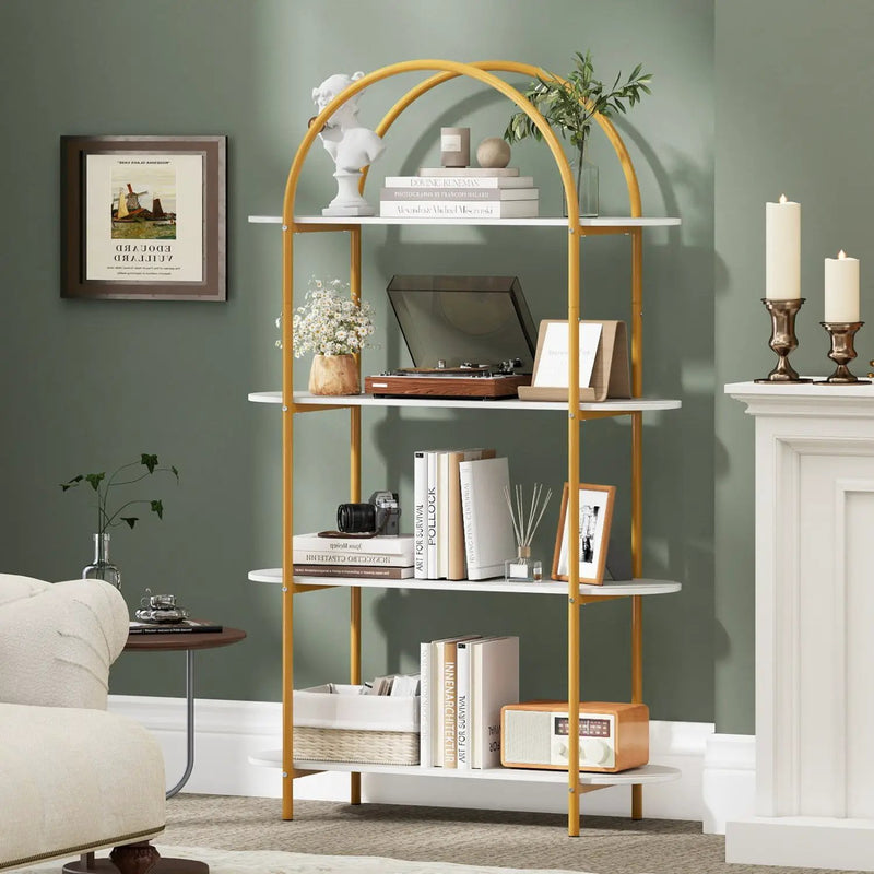 4-Tier Open Bookcase with Sturdy Metal Frame for Living Room by DirectDeals