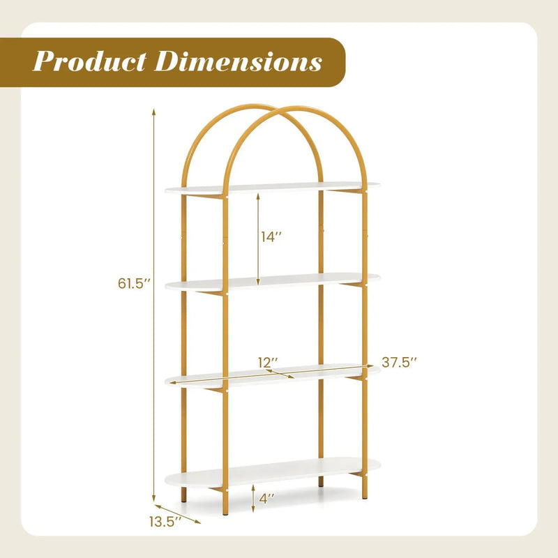 4-Tier Open Bookcase with Sturdy Metal Frame for Living Room by DirectDeals