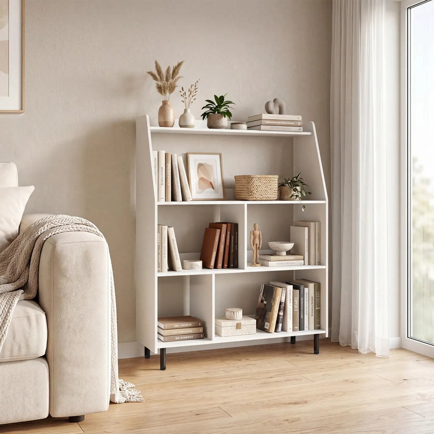 4-Tier Open Bookcase with Anti-Tipping Kits - White by DirectDeals