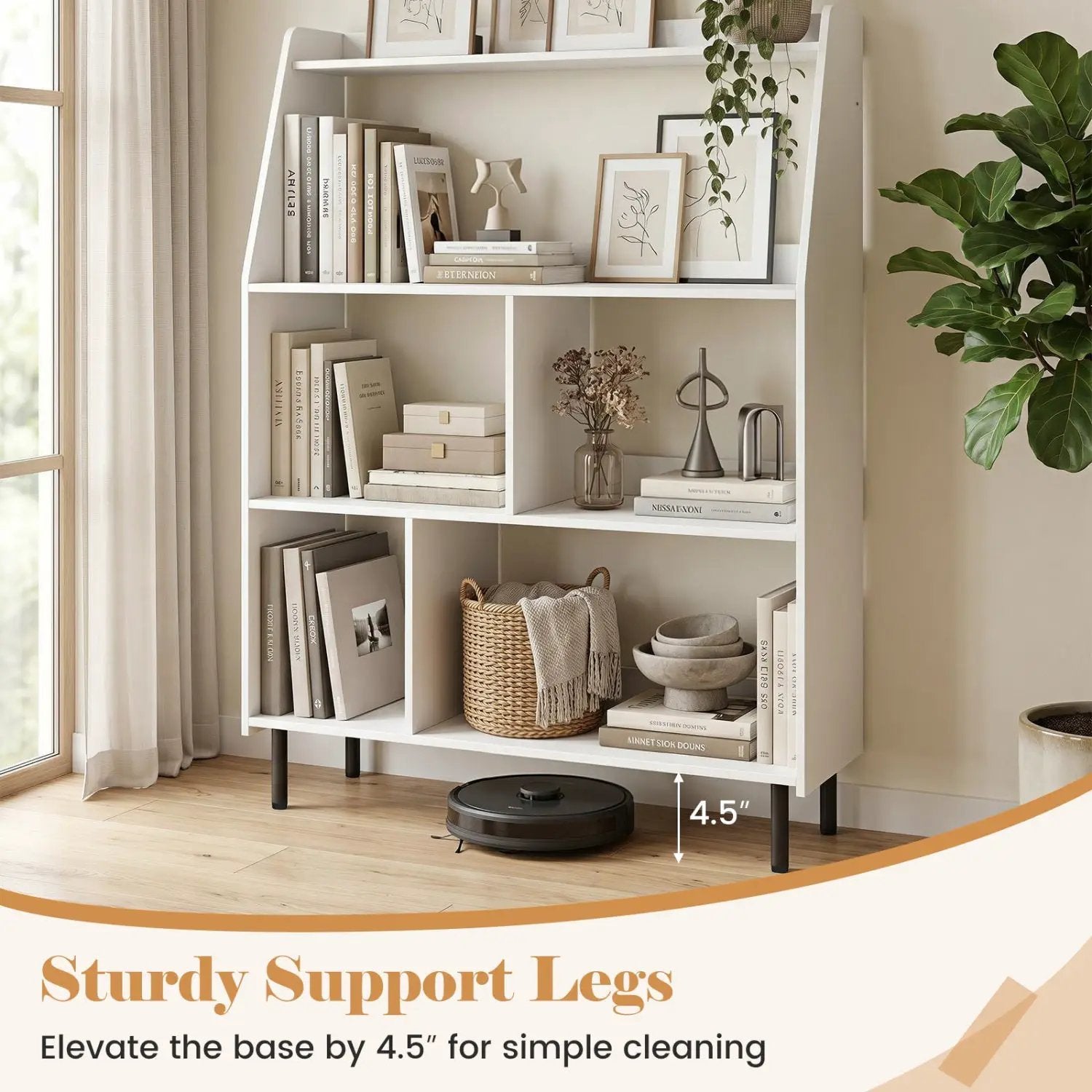 4-Tier Open Bookcase with Anti-Tipping Kits - White by DirectDeals