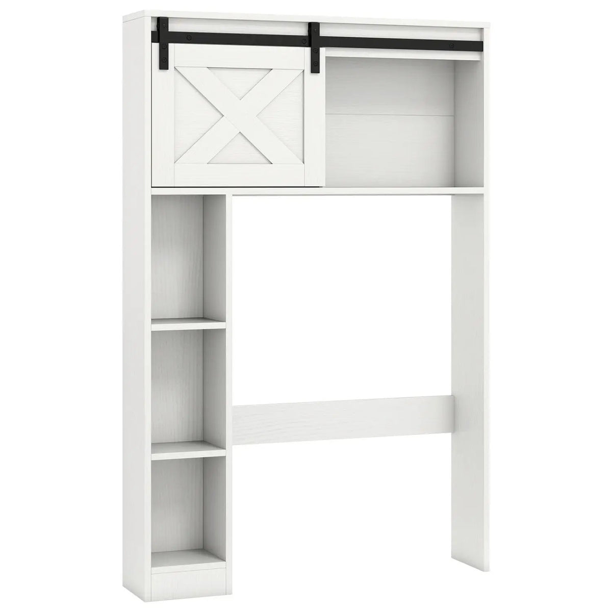 4-Tier Over The Toilet Storage Cabinet with Sliding Barn Door and Storage Shelves, photo 9 of 16