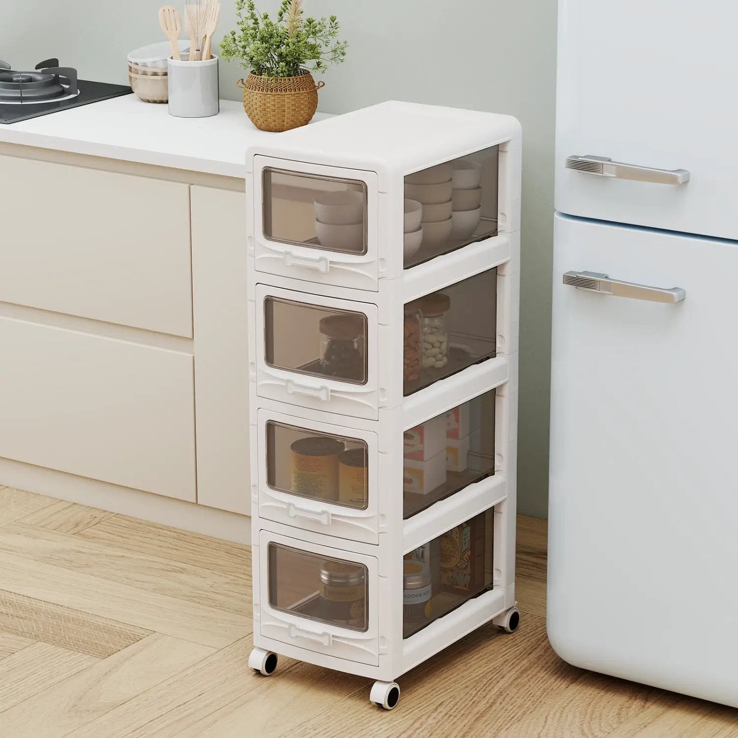 Rolling Storage Cart with Drawers and Lockable Wheels by DirectDeals