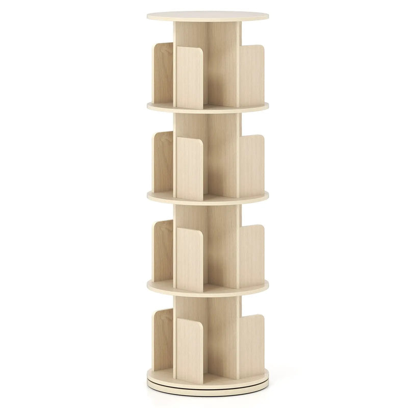 4-Tier Rotating Bookshelf 360¬∞ Display Rack with Dividers and Anti-falling Baffles by DirectDeals