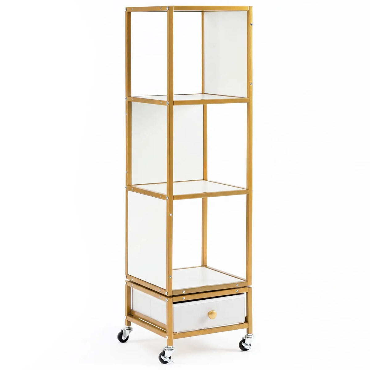 4-Tier Rotating Bookshelf on Wheels with Removable Drawer, photo 4 of 16