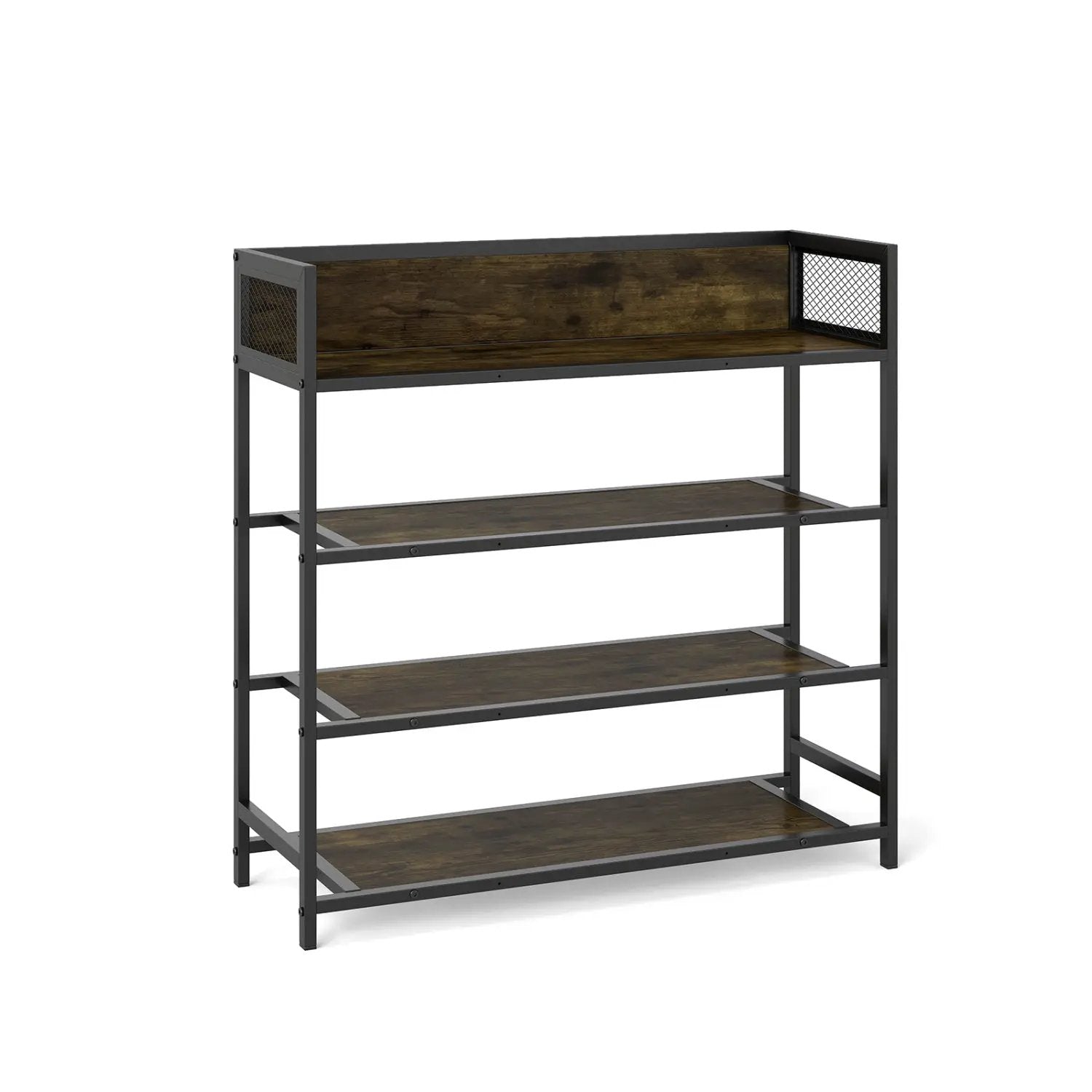 4-Tier Shoe Rack Industrial Shoe Organizer with Heavy Duty Metal Frame by DirectDeals