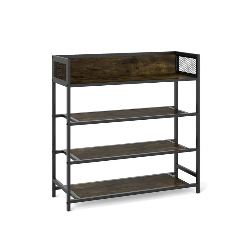 4-Tier Shoe Rack Industrial Shoe Organizer with Heavy Duty Metal Frame by DirectDeals
