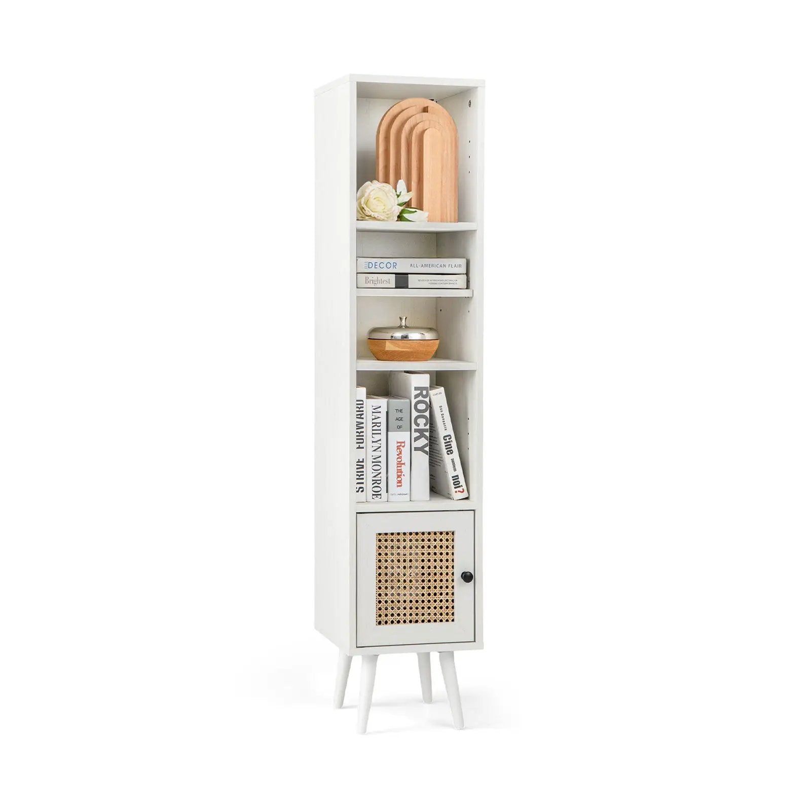 4 Tiers Rattan Storage Cabinet with Slim Design by DirectDeals