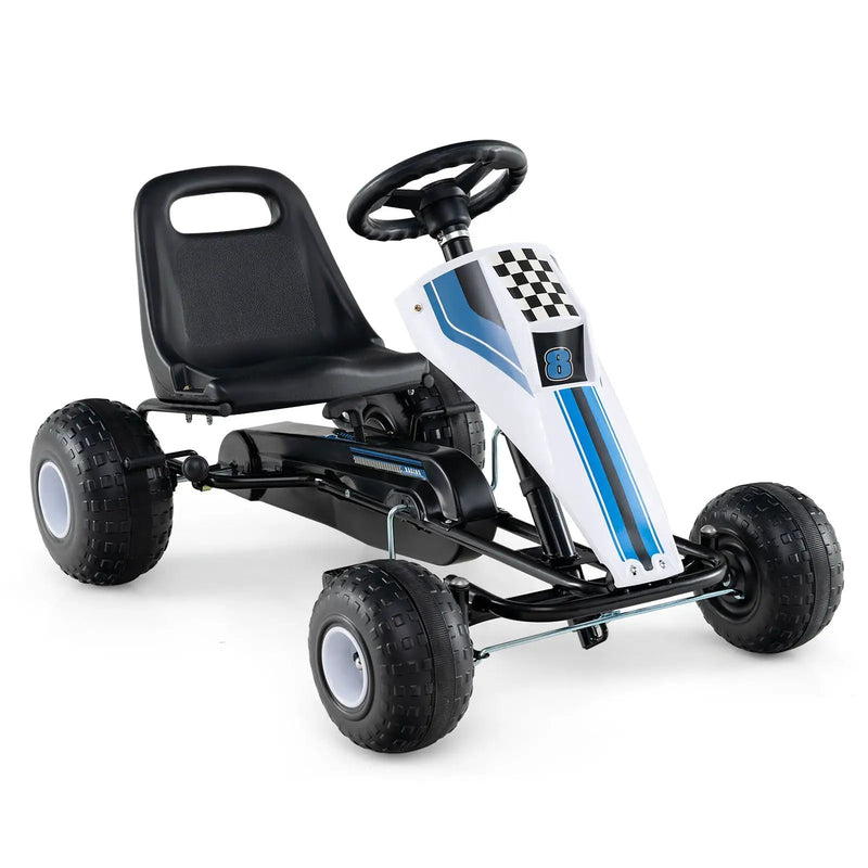 4-Wheel Ride On Toy Pedal Go Kart for Kids with Steering Wheel and Safe Handbrake by DirectDeals