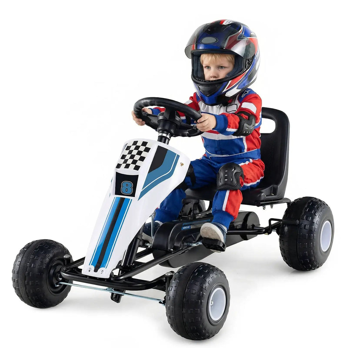 4-Wheel Ride On Toy Pedal Go Kart for Kids with Steering Wheel and Safe Handbrake, photo 7 of 16