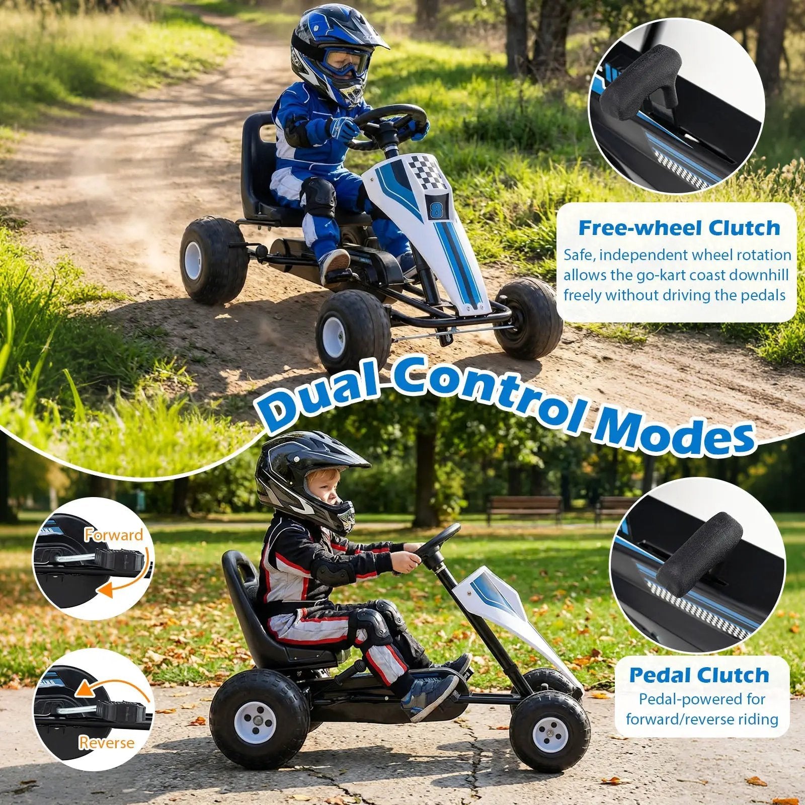 4-Wheel Ride On Toy Pedal Go Kart for Kids with Steering Wheel and Safe Handbrake by DirectDeals