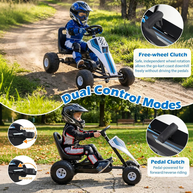4-Wheel Ride On Toy Pedal Go Kart for Kids with Steering Wheel and Safe Handbrake by DirectDeals