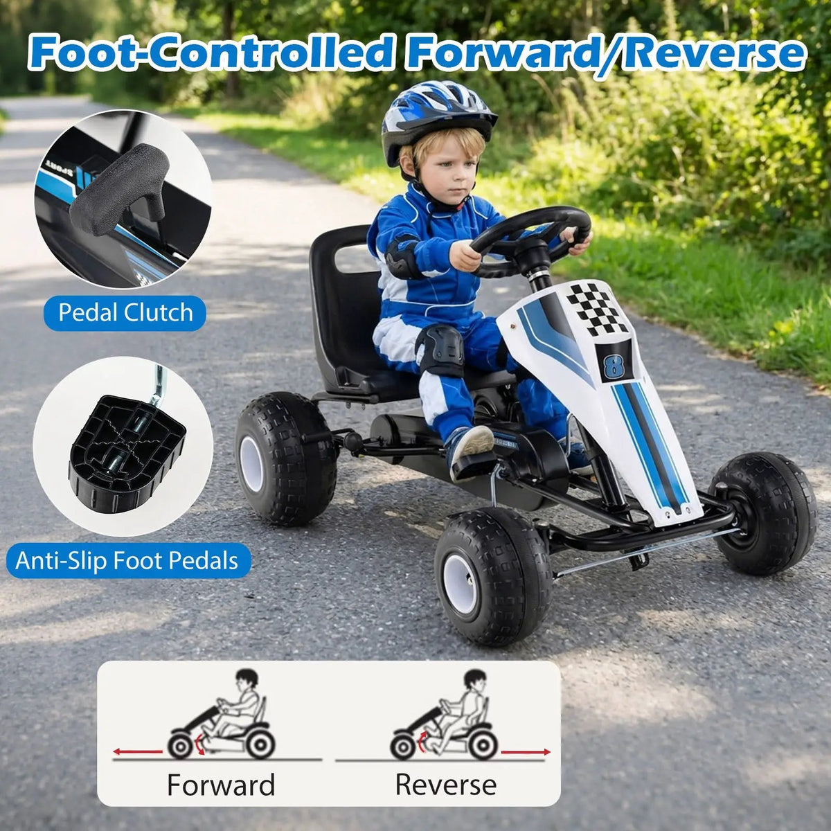 4-Wheel Ride On Toy Pedal Go Kart for Kids with Steering Wheel and Safe Handbrake, photo 15 of 16