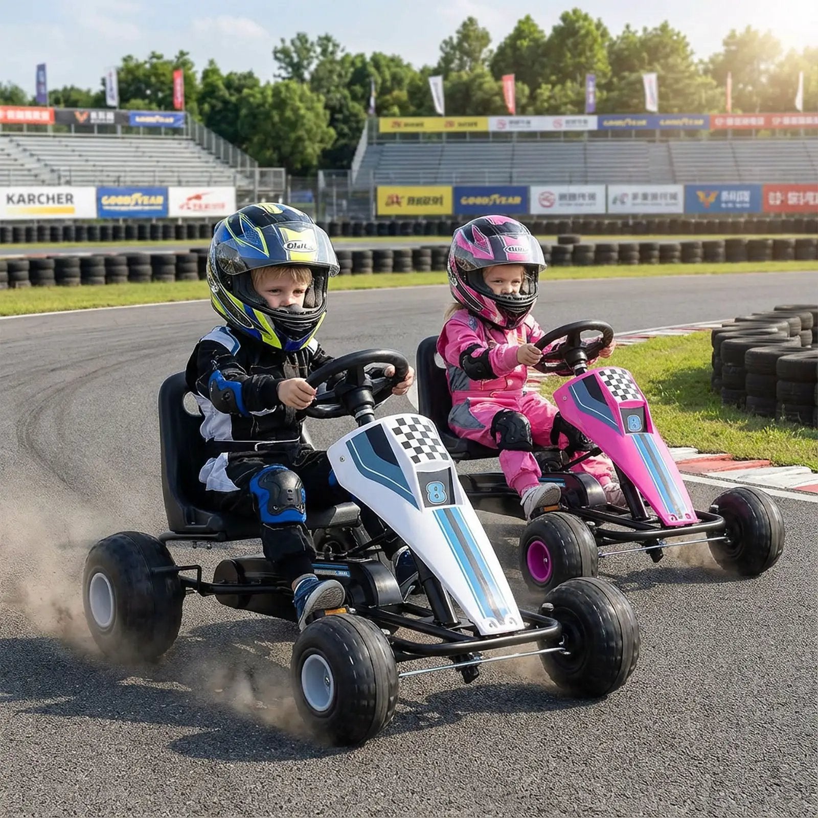 4-Wheel Ride On Toy Pedal Go Kart for Kids with Steering Wheel and Safe Handbrake by DirectDeals