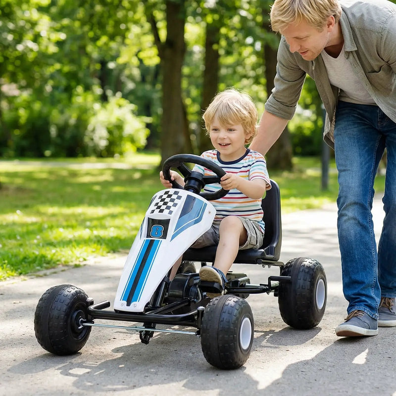4-Wheel Ride On Toy Pedal Go Kart for Kids with Steering Wheel and Safe Handbrake by DirectDeals
