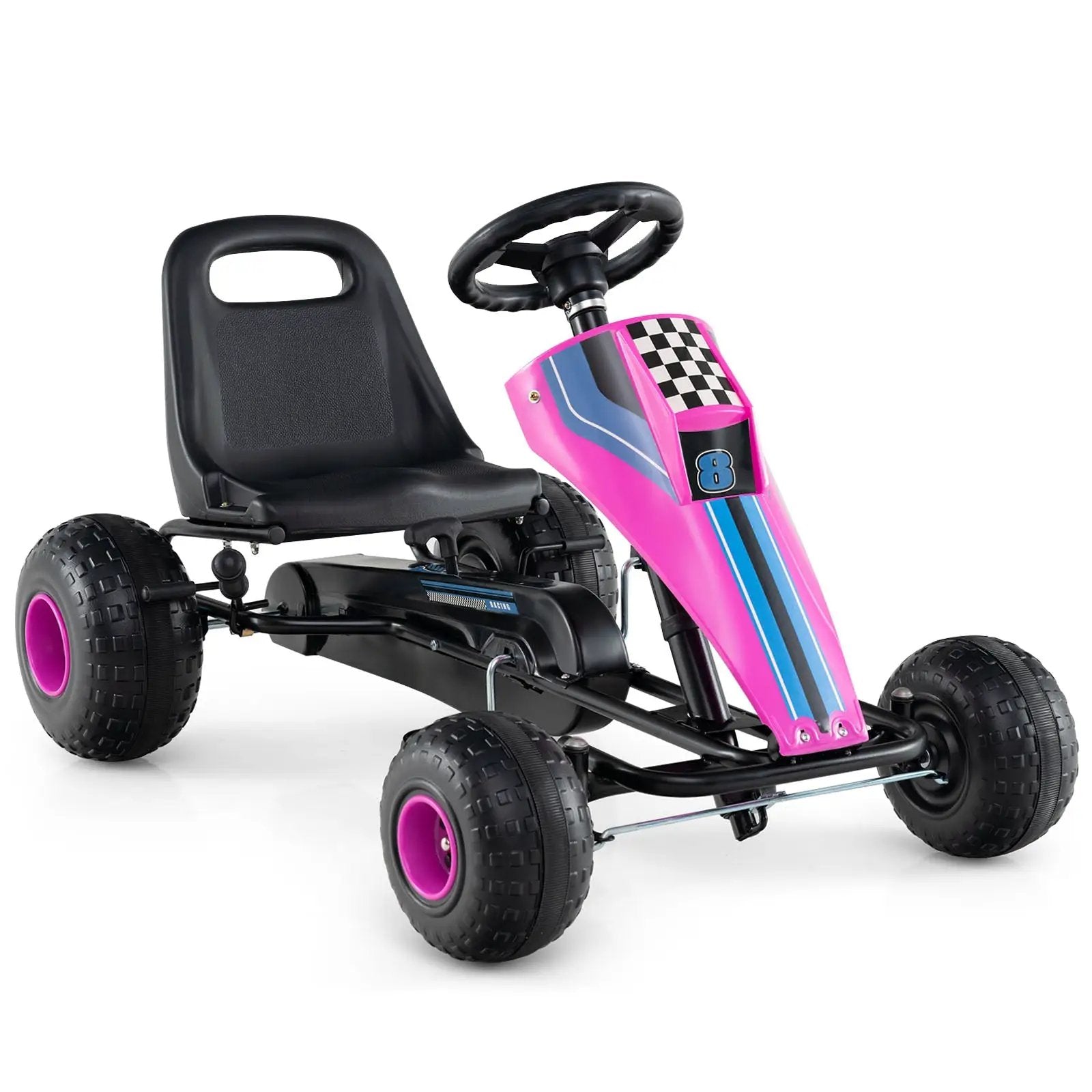 4-Wheel Ride On Toy Pedal Go Kart for Kids with Steering Wheel and Safe Handbrake by DirectDeals