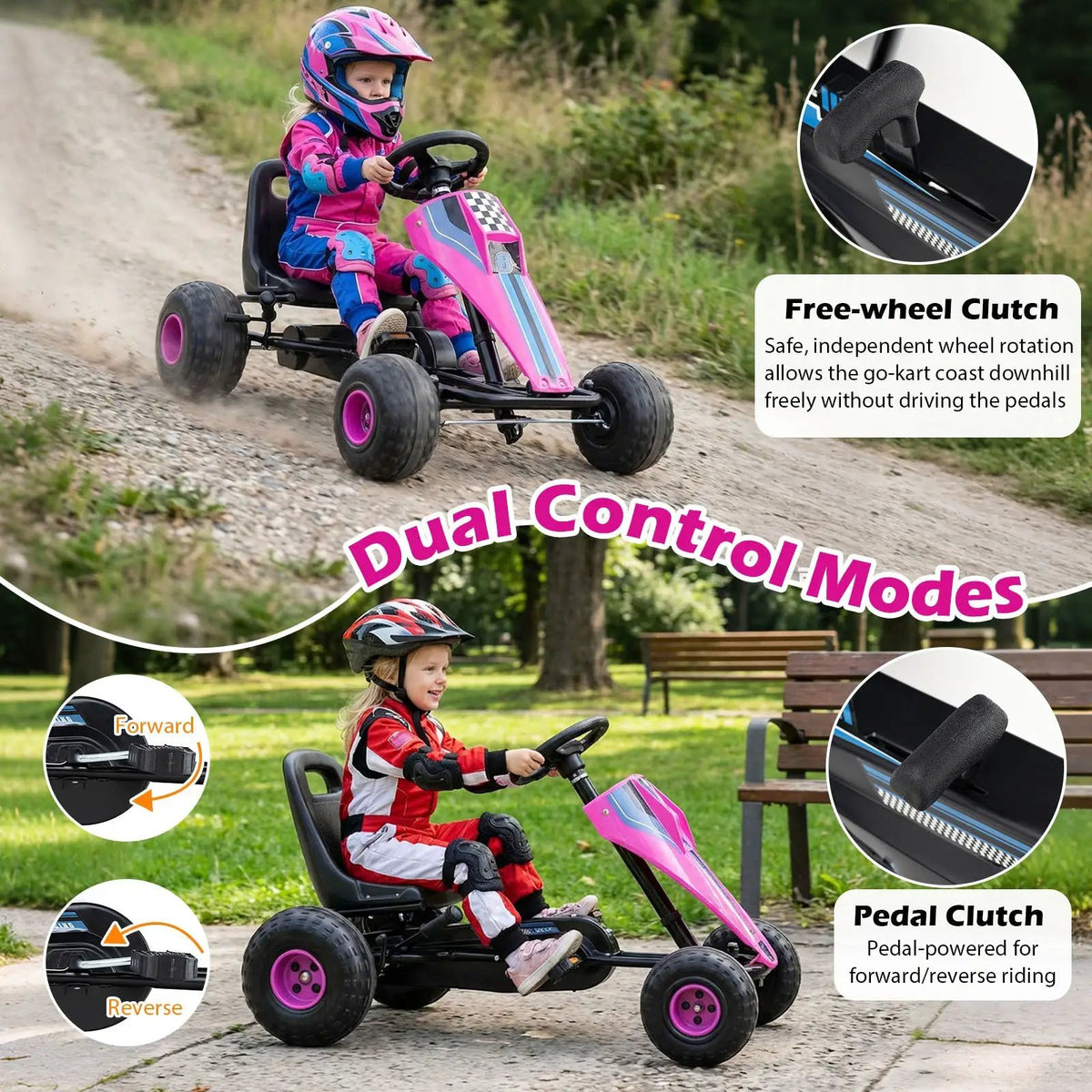 4-Wheel Ride On Toy Pedal Go Kart for Kids with Steering Wheel and Safe Handbrake, photo 14 of 16