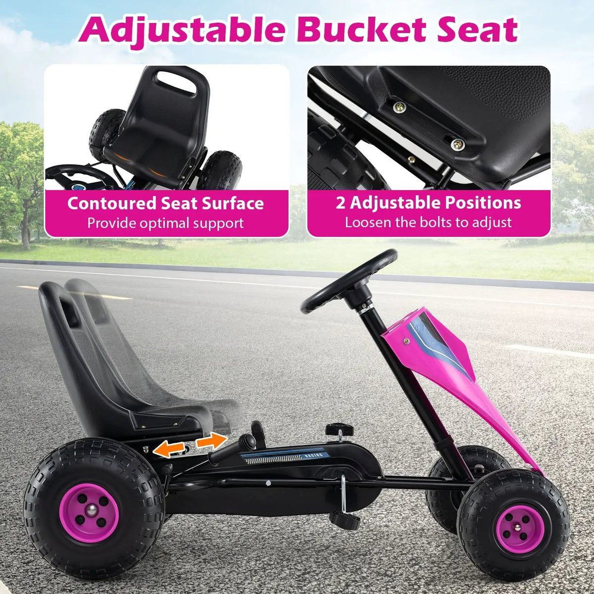 4-Wheel Ride On Toy Pedal Go Kart for Kids with Steering Wheel and Safe Handbrake, photo 12 of 16