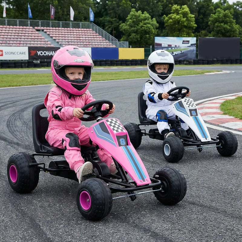 4-Wheel Ride On Toy Pedal Go Kart for Kids with Steering Wheel and Safe Handbrake by DirectDeals