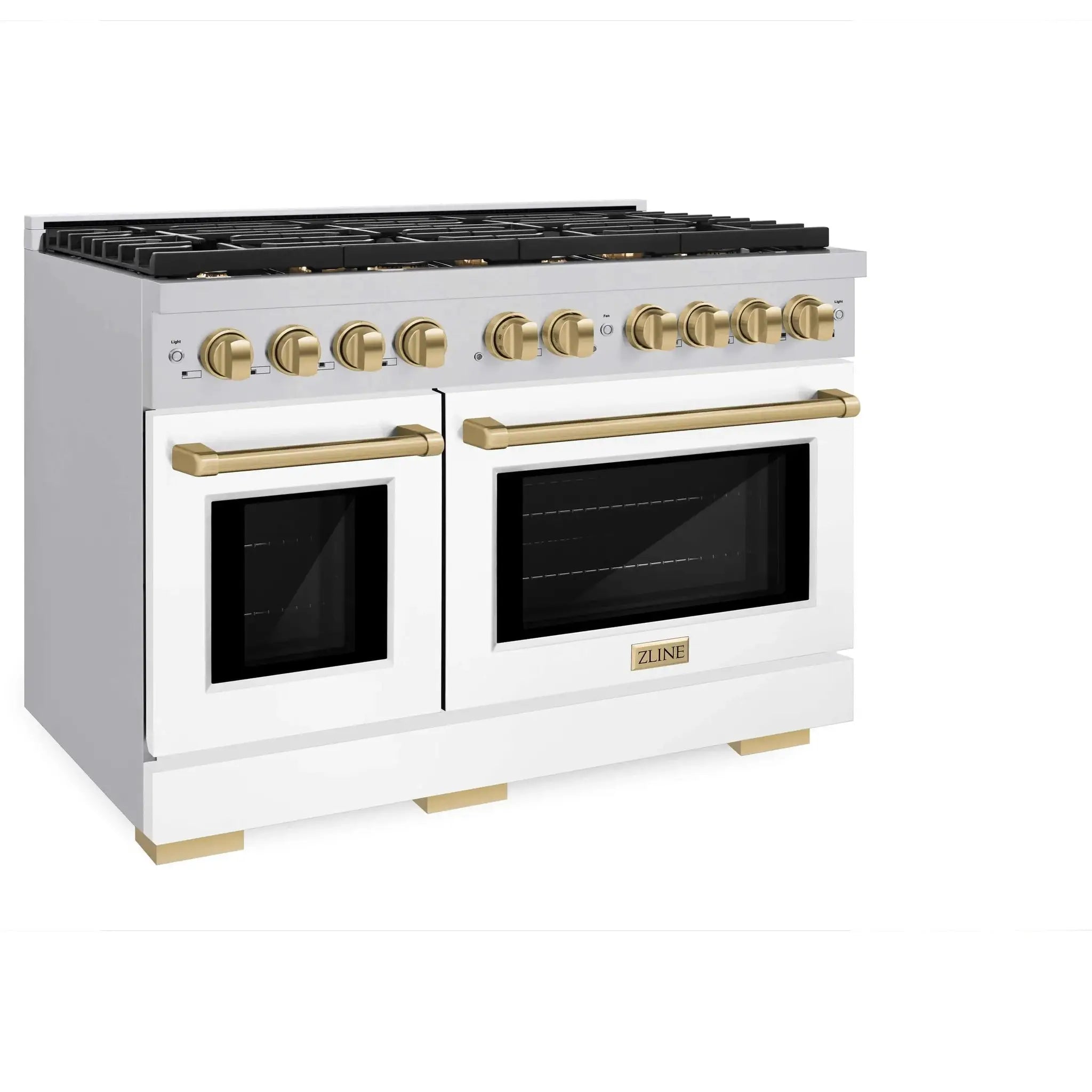 ZLINE 48"Paramount Dual Fuel Range White Matte Champagne Bronze SDRZ-WM-48-CB by Farmhouse Kitchen and Bath