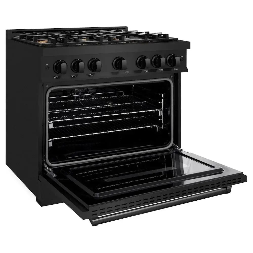 ZLINE 36" Classic Gas Range, Convection Gas Oven Black Stainless Steel Brass Burners, CGRB-BR-36 by Farmhouse Kitchen and Bath