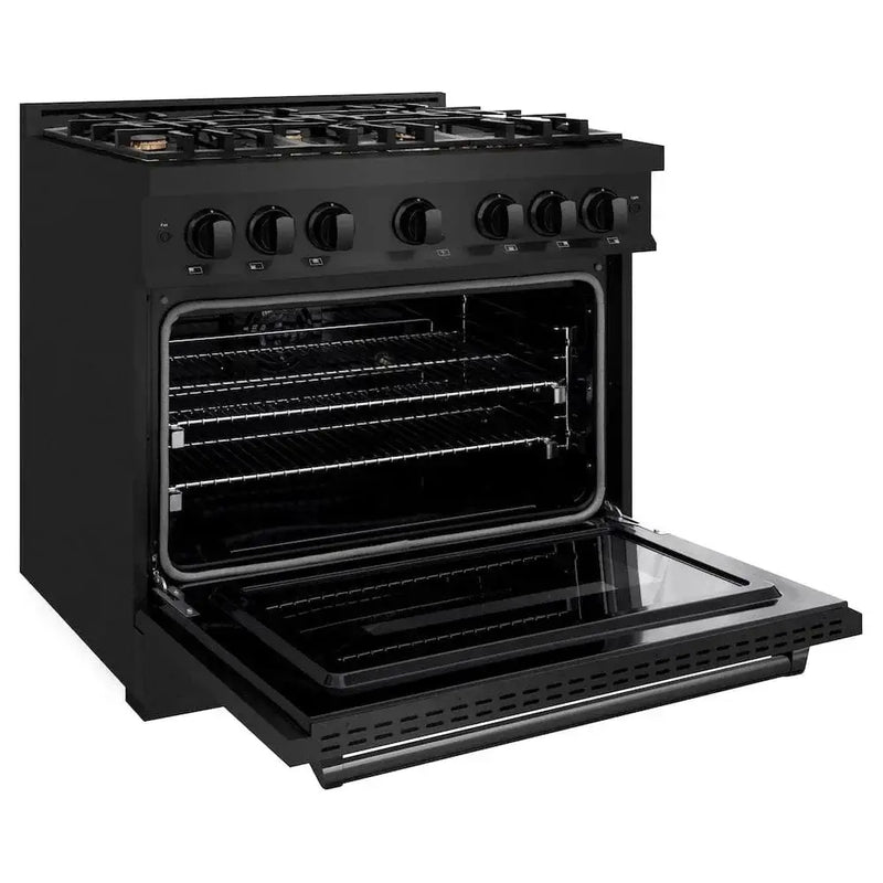 ZLINE 36" Classic Gas Range, Convection Gas Oven Black Stainless Steel Brass Burners, CGRB-BR-36 by Farmhouse Kitchen and Bath