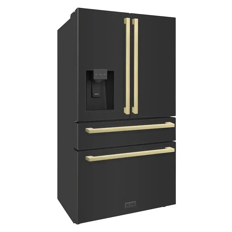 ZLINE 36" Autograph French Door Refrigerator, Ice & Water, Black Stainless RFMZ-W36-BS-FCB by Farmhouse Kitchen and Bath