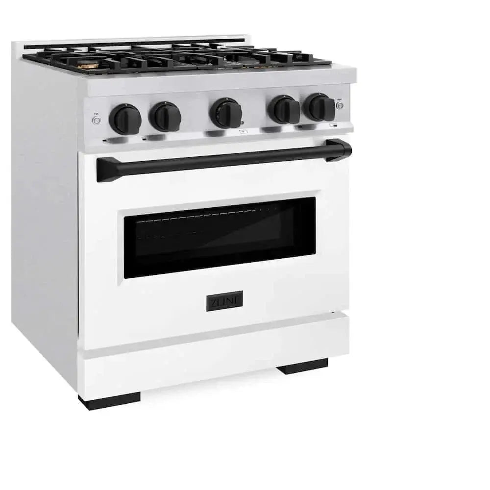 ZLINE 30" Dual Fuel Range, Gas Cooktop, Electric Convection Oven DuraSnow® Stainless Steel, Matte Black CDRSZ-30-MB by Farmhouse Kitchen and Bath