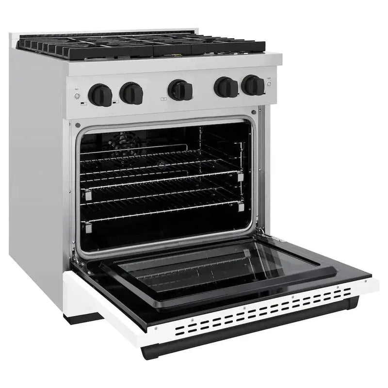 ZLINE 30"Paramount Dual Fuel Range White Matte Matte Black SDRZ-WM-30-MB by Farmhouse Kitchen and Bath