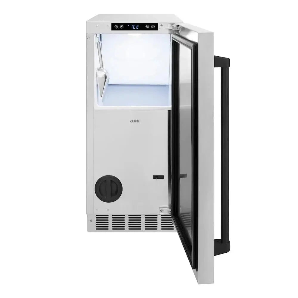 ZLINE 15" Touchstone Clear Cube Ice Maker Drain Pump Stainless Steel Matte Black ICCDZ-ST-15-MB by Farmhouse Kitchen and Bath
