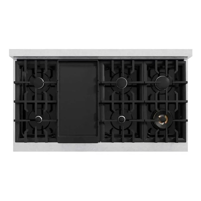 ZLINE 48"Classic Gas Range, Convection Gas Oven, DuraSnow® Stainless Steel, White Matte Door CGRS-WM-48 by Farmhouse Kitchen and Bath
