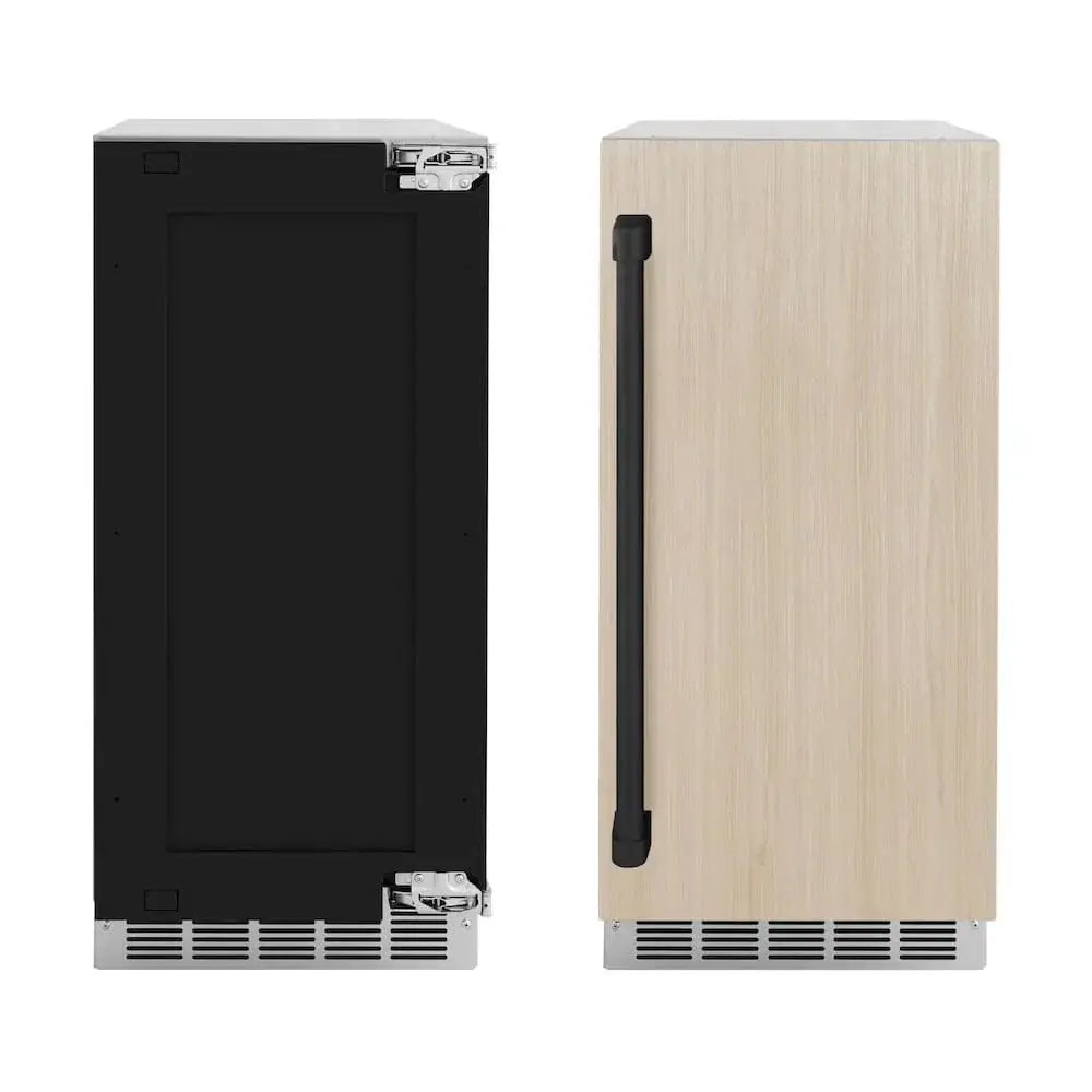 ZLINE 15" Touchstone Clear Cube Ice Maker Drain Pump Panel Ready Door Black Matte Door ICCDPZ-15-MB by Farmhouse Kitchen and Bath