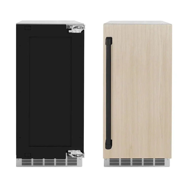 ZLINE 15" Touchstone Clear Cube Ice Maker Drain Pump Panel Ready Door Black Matte Door ICCDPZ-15-MB by Farmhouse Kitchen and Bath