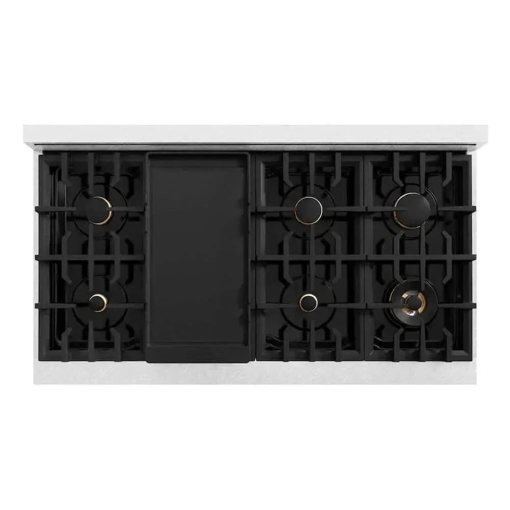 ZLINE 48" Classic Gas Range, Convection Gas Oven DuraSnow® Stainless Steel, Brass Burners CGRS-BR-48 by Farmhouse Kitchen and Bath