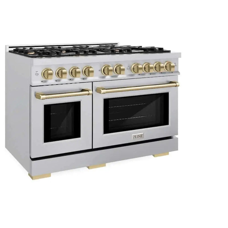 ZLINE 48" Select Dual Fuel Range Gas Cooktop Electric Convection Oven Stainless Steel Champagne Bronze HDRZ-48-CB by Farmhouse Kitchen and Bath